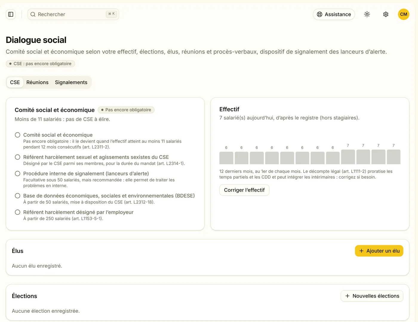 Le suivi du CSE selon l’effectif de l’entreprise.